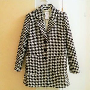 Women's Winter Black & White Patterned Coat